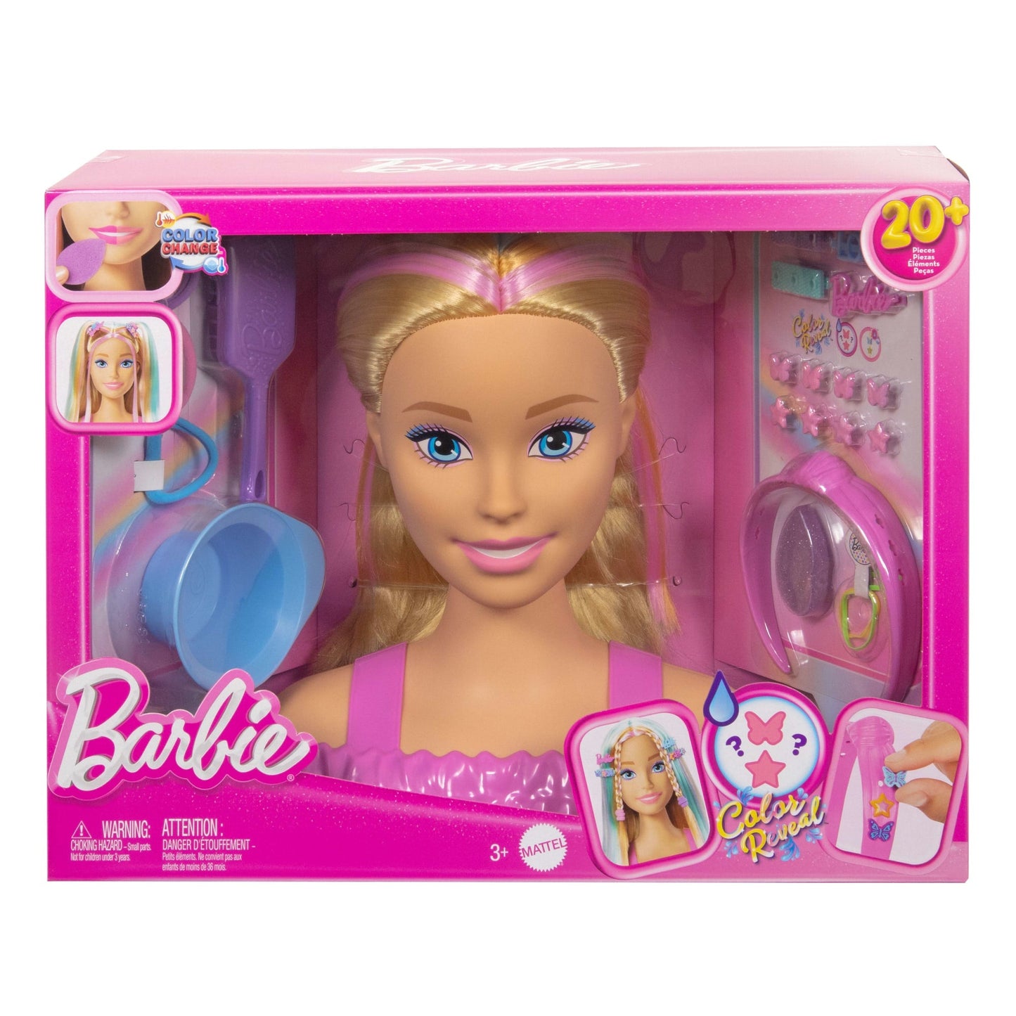 Barbie Doll Styling Head, Blonde Hair With 20+ Hair Styling Accessories