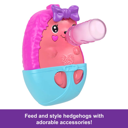 Polly Pocket Hedgehog Mom & Baby Purse Playset With 2 Dolls & 16 Accessories including Pets