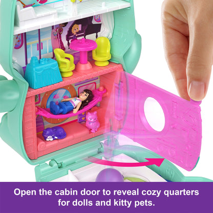 Polly Pocket Set Sail Kitty Compact Playset With 1 Micro Doll And Pet Cats, Travel Toy With Food & Styling Accessories
