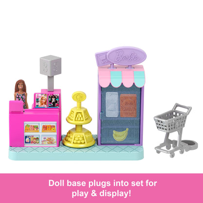 Barbie Mini Barbieland Collectible Supermarket Playset With 1.5-inch Barbie Doll, interactive Play Areas For Storytelling Fun