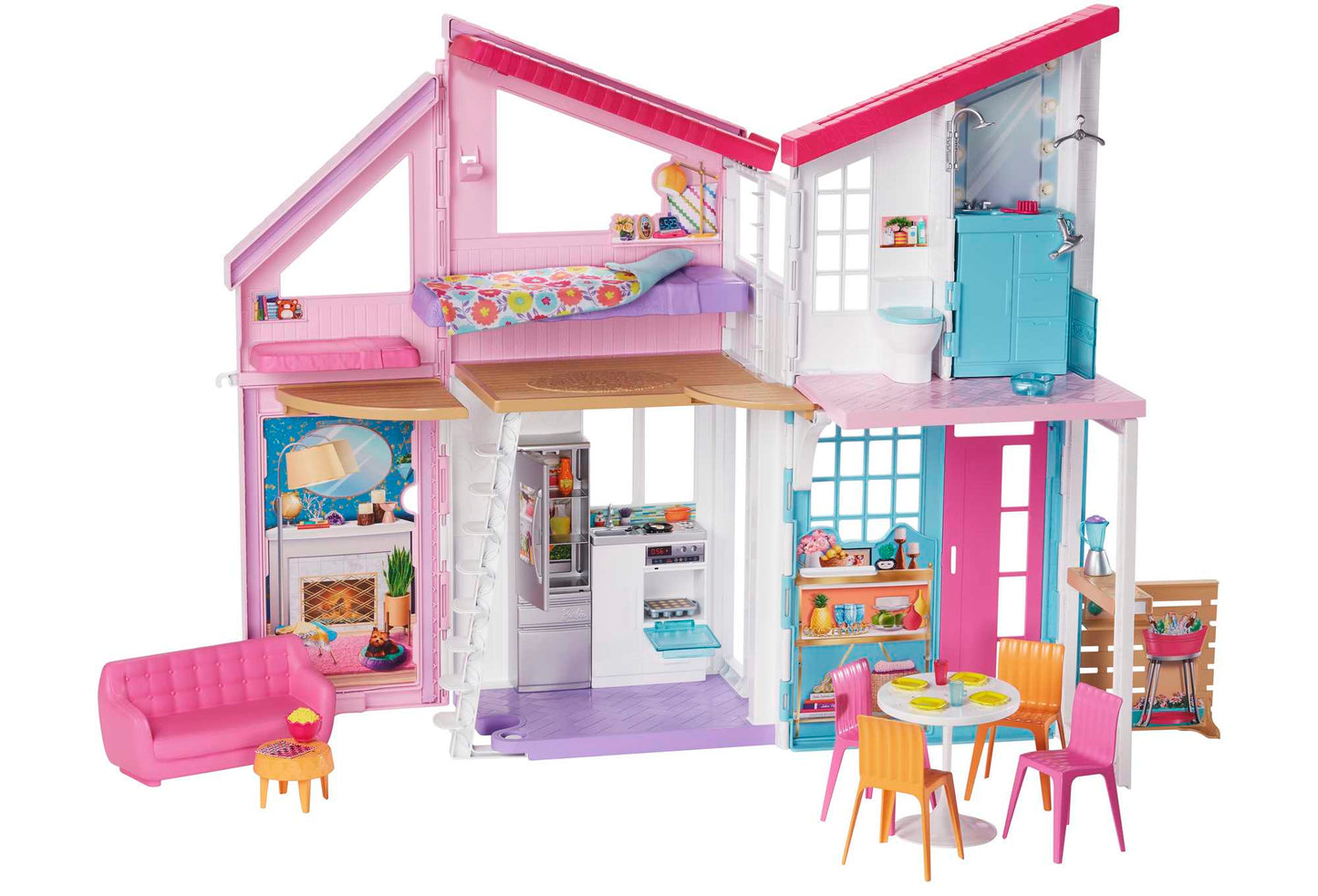 Barbie Malibu House Dollhouse Playset With 25+ Furniture And Accessories (6 Rooms)