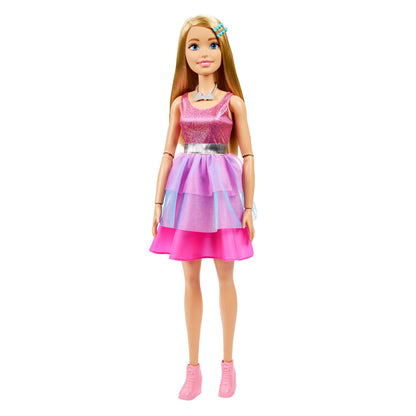 Barbie Large Dolls Muñeca Vestido Rosa con Morado Cabello Rubio 71 cm