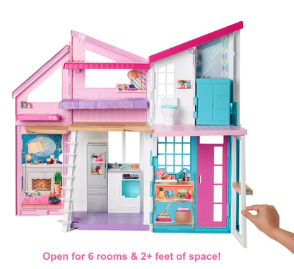 Barbie Malibu House Dollhouse Playset With 25+ Furniture And Accessories (6 Rooms)