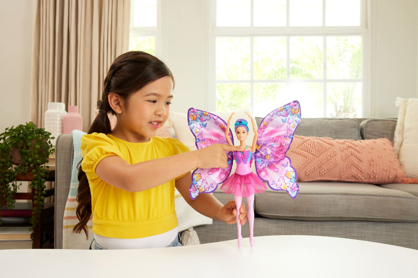 Barbie Dance And Flutter Doll With 2-in-1 Transformation From Dancer To Butterfly, Purple Hair