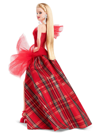 Barbie Signature 2024 Holiday Barbie Fashion Doll, Seasonal Collector Gift, Blonde With Plaid Gown