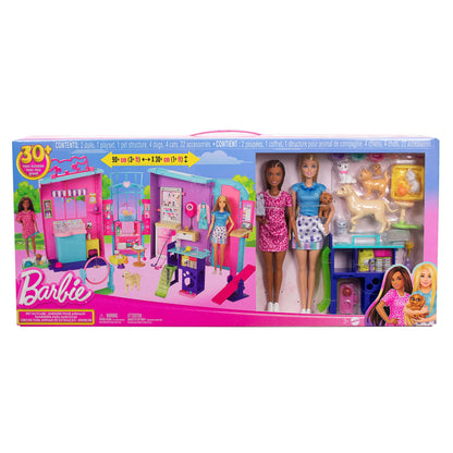 Barbie Pet Daycare Playset With 2 Dolls & 30+ Accessories including 8 Animals, 3+Feet Long