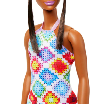 Barbie Fashionistas Doll #210 With Bun And Crochet Halter Dress