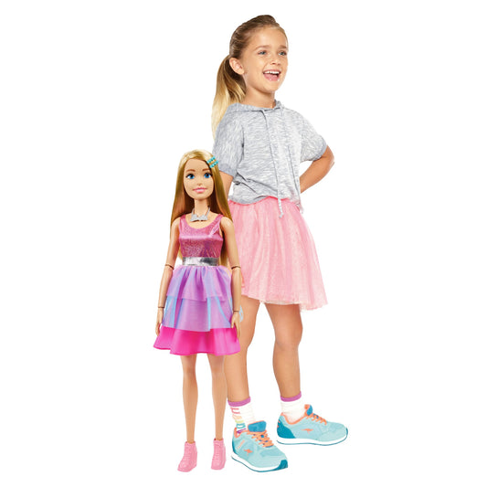 Barbie Large Dolls Muñeca Vestido Rosa con Morado Cabello Rubio 71 cm