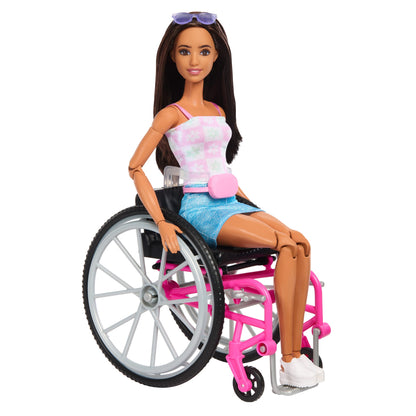 Barbie Doll & Service Dog Playset With Wheelchair, Ramp & Accessories, Brunette Fashion Doll